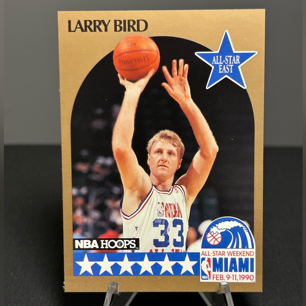 LARRY BIRD 1990 NBA HOOPS ALL STAR BASKETBALL CARD, MIAMI WEEKEND,BOSTON CELTICS